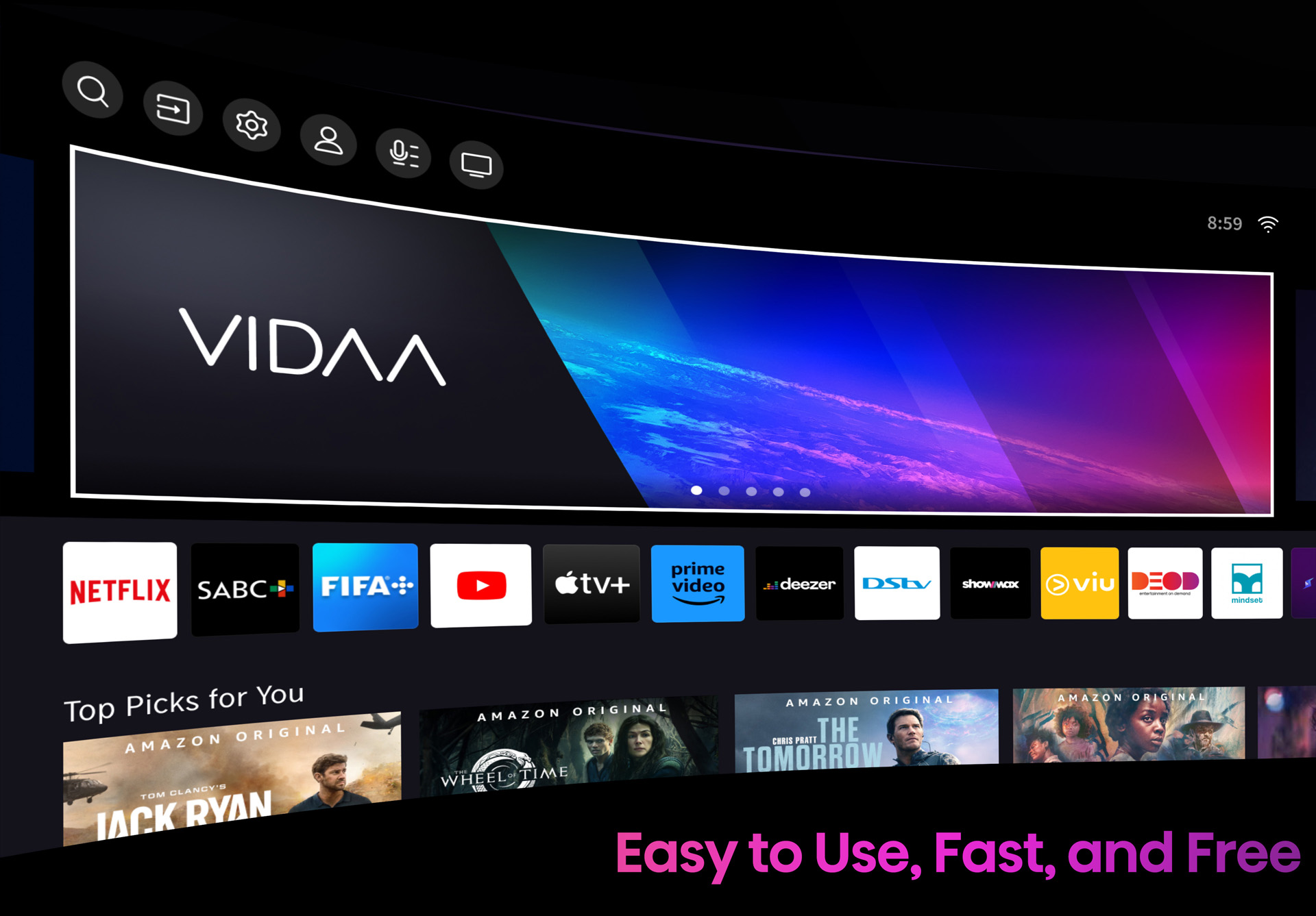 Hisense 43 - Inch 4K UHD VIDAA Smart TV 43A6KS, Airplay 2, AI 4K Upscaler, Dolby Vision, With In-Built Free To Air Decoder, Bluetooth, HDMI, Chromecast, USB, Netflix, Youtube - Black