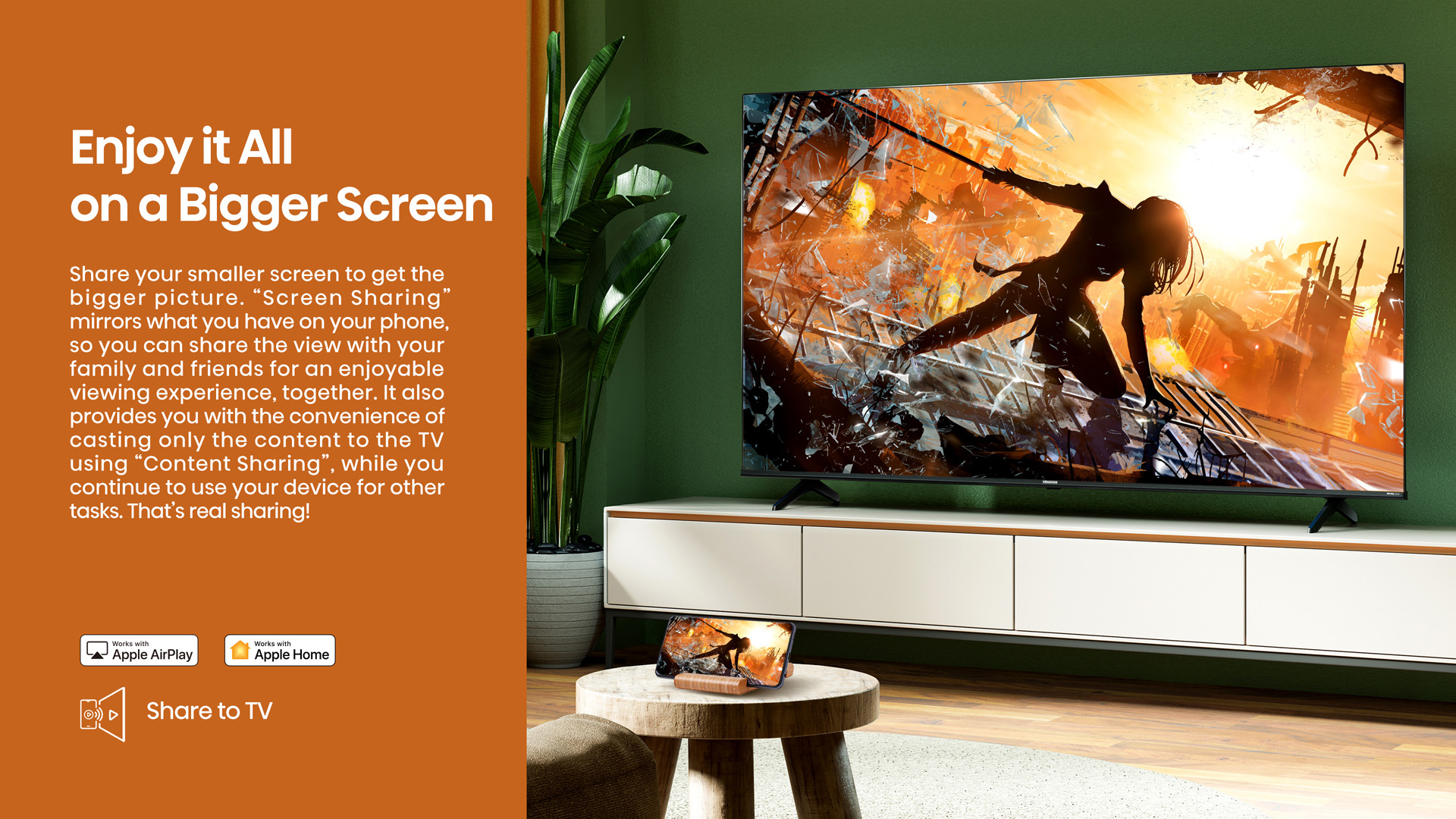 Hisense 65 - Inch 4K Ultra HD VIDAA Smart TV (2023), Airplay 2, AI 4K Upscaler, Dolby Vision, With In-Built Free To Air Decoder, Bluetooth, HDMI, Chromecast, USB, Netflix, Youtube - Black