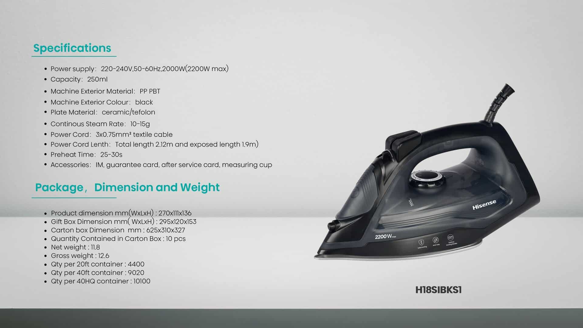 Hisense H18SIBKS1 | 250ml Black Iron