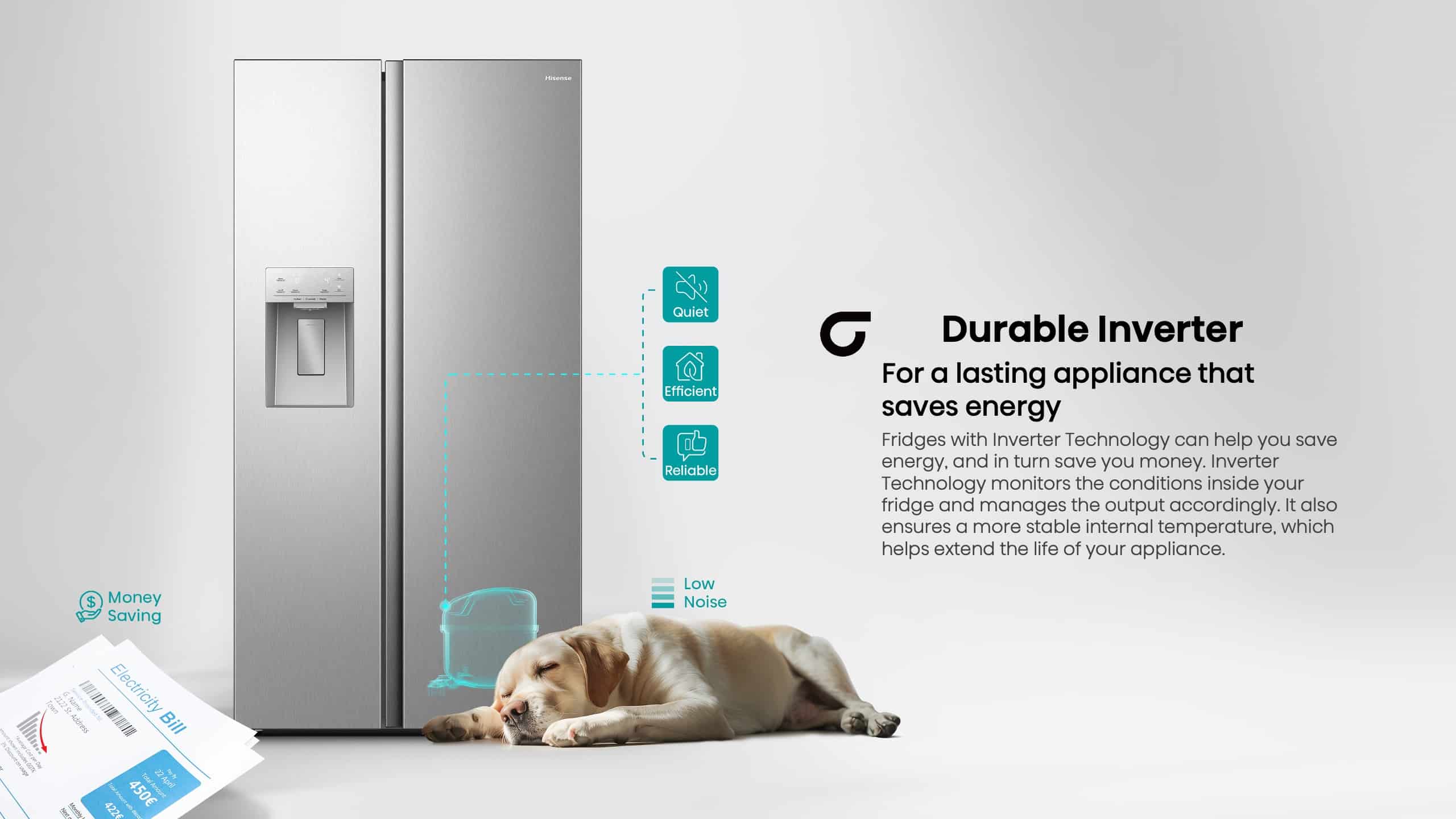 Hisense H695SS-IDL | 506L Silver Side By Side Refrigerator