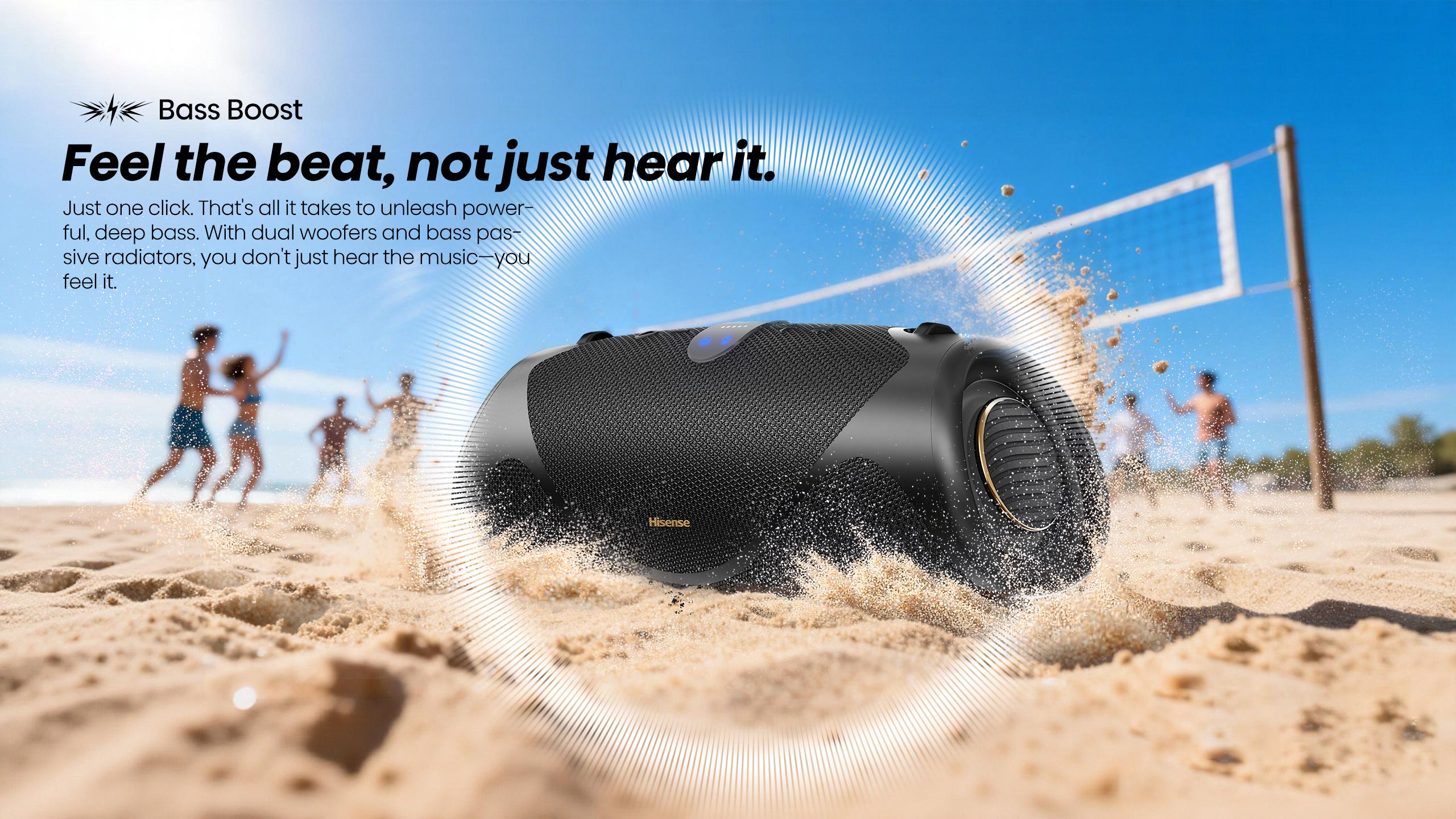 Hisense We Boom | Bass Boost Water Proof Speaker feature banner