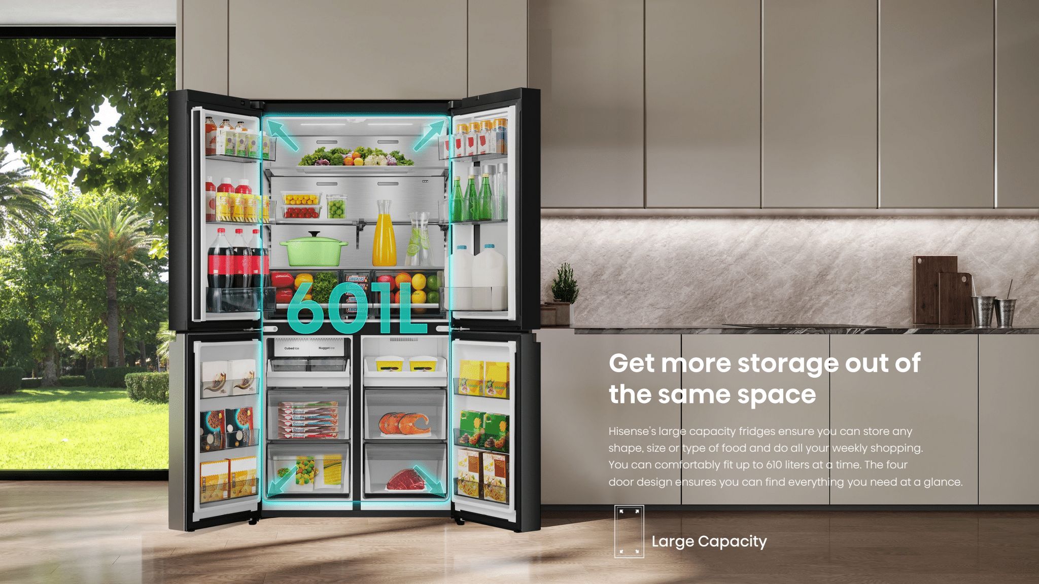 Hisense H820FSB-IMV | PureView Series 601L Multi Door Refrigerator feature banner