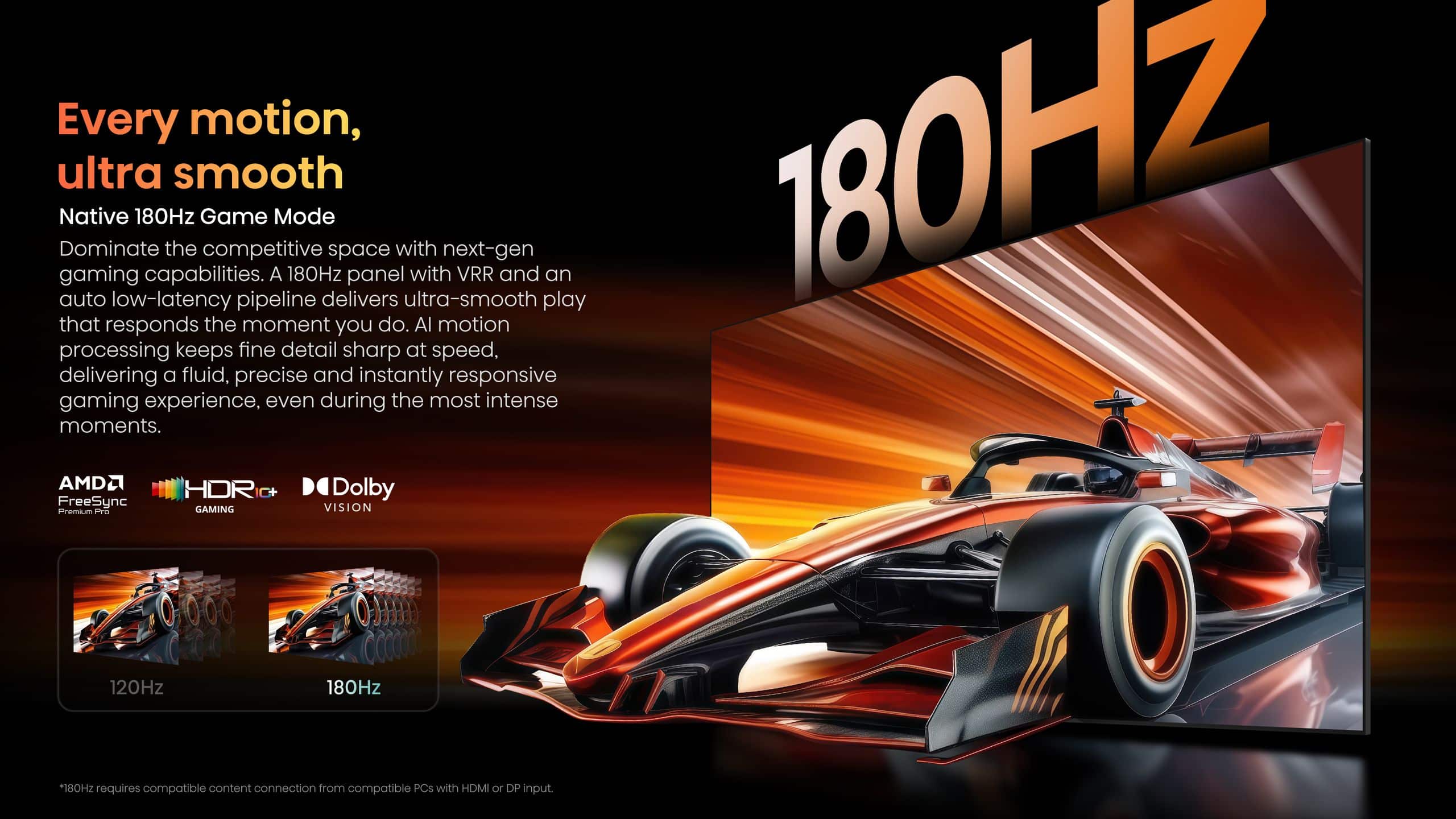 Hisense RGB MiniLED 85UR8S | 85″ 180Hz  330HSR TV feature banner