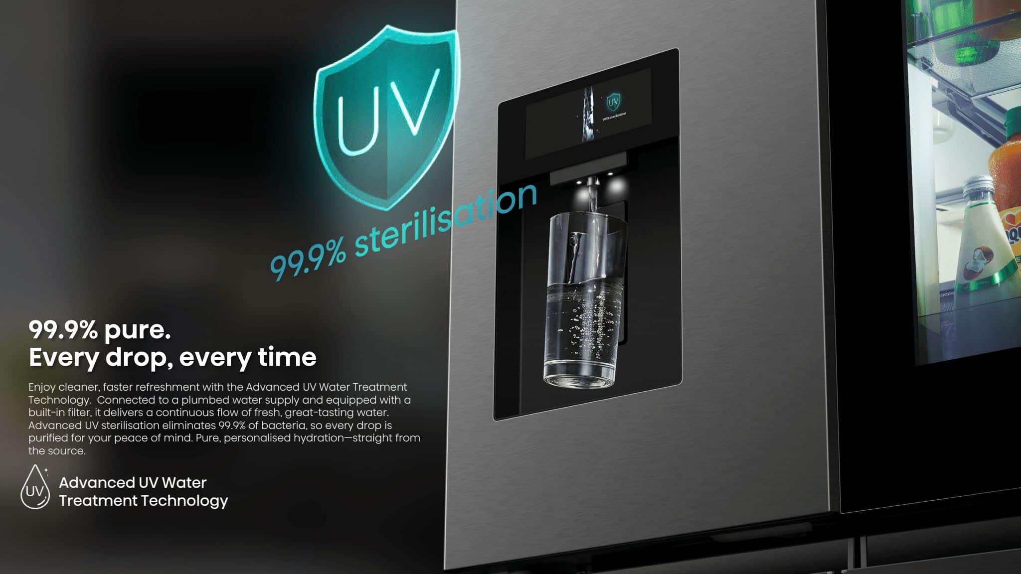 Hisense H820FSB-IMV | PureView Series 601L Multi Door Refrigerator feature banner