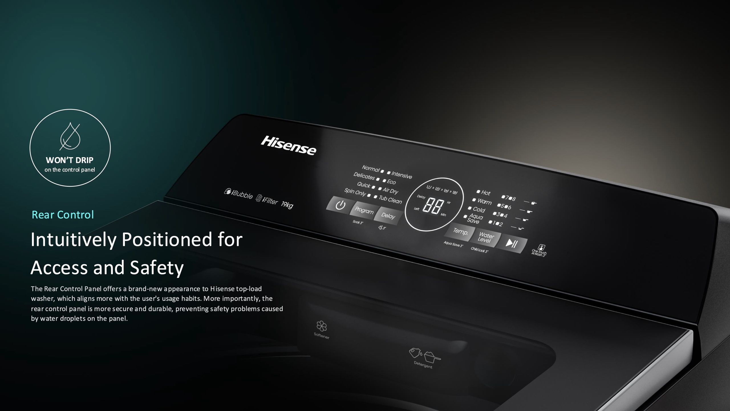 Hisense WT3I1923UB | 19kg Black Top Loader feature banner