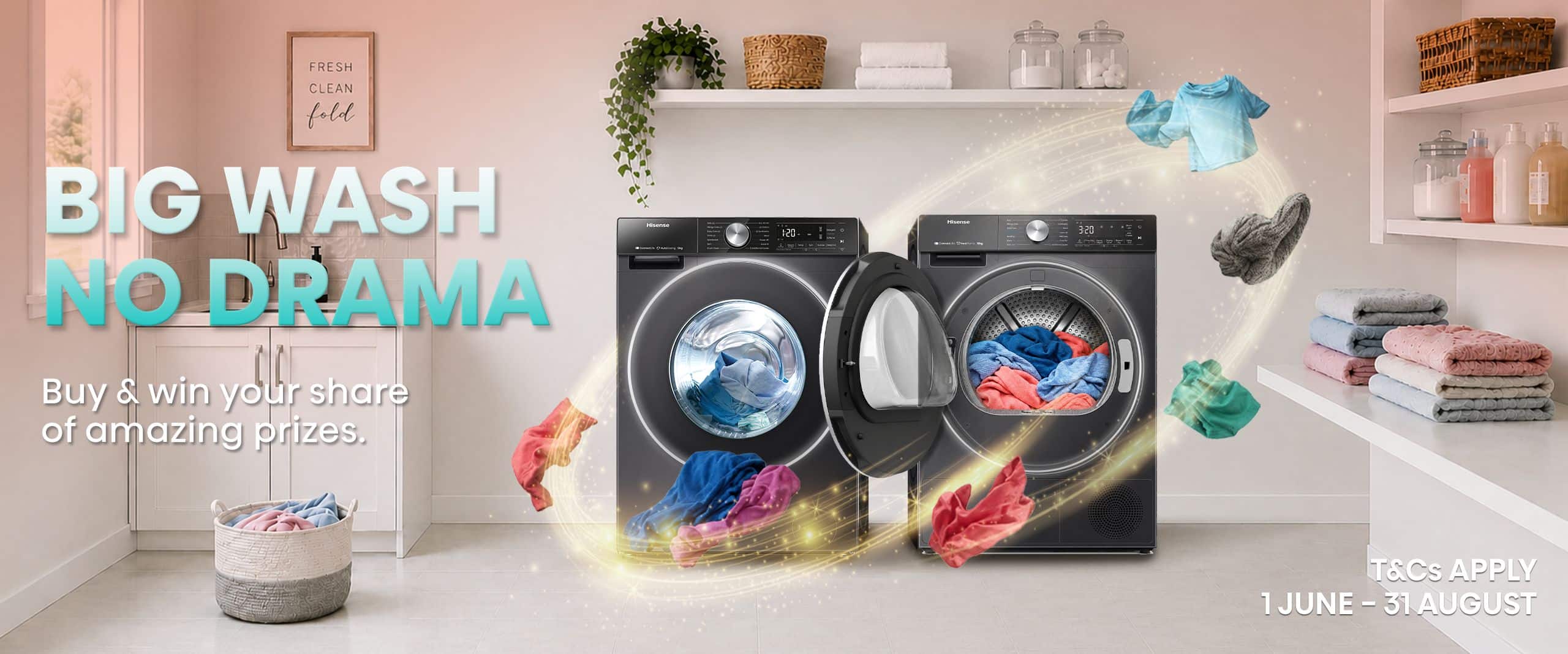 BIG WASH, NO DRAMA banner