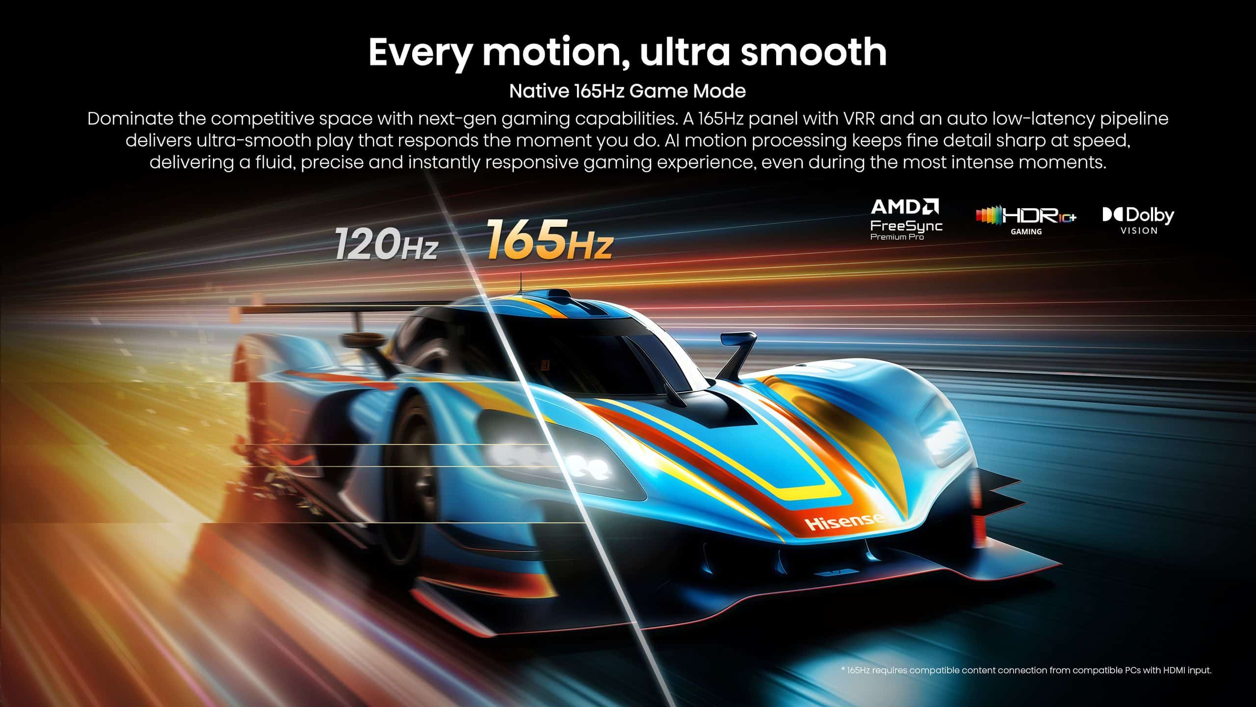 Hisense Real MiniLED 65U7S PRO | 65″ 165Hz 330HSR TV feature banner