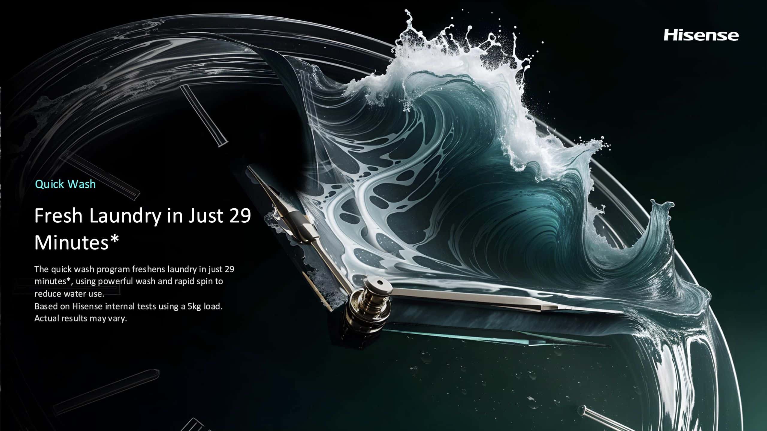 Hisense WT7I2225DB | 22kg Black Premium Colour Display Top Loader feature banner