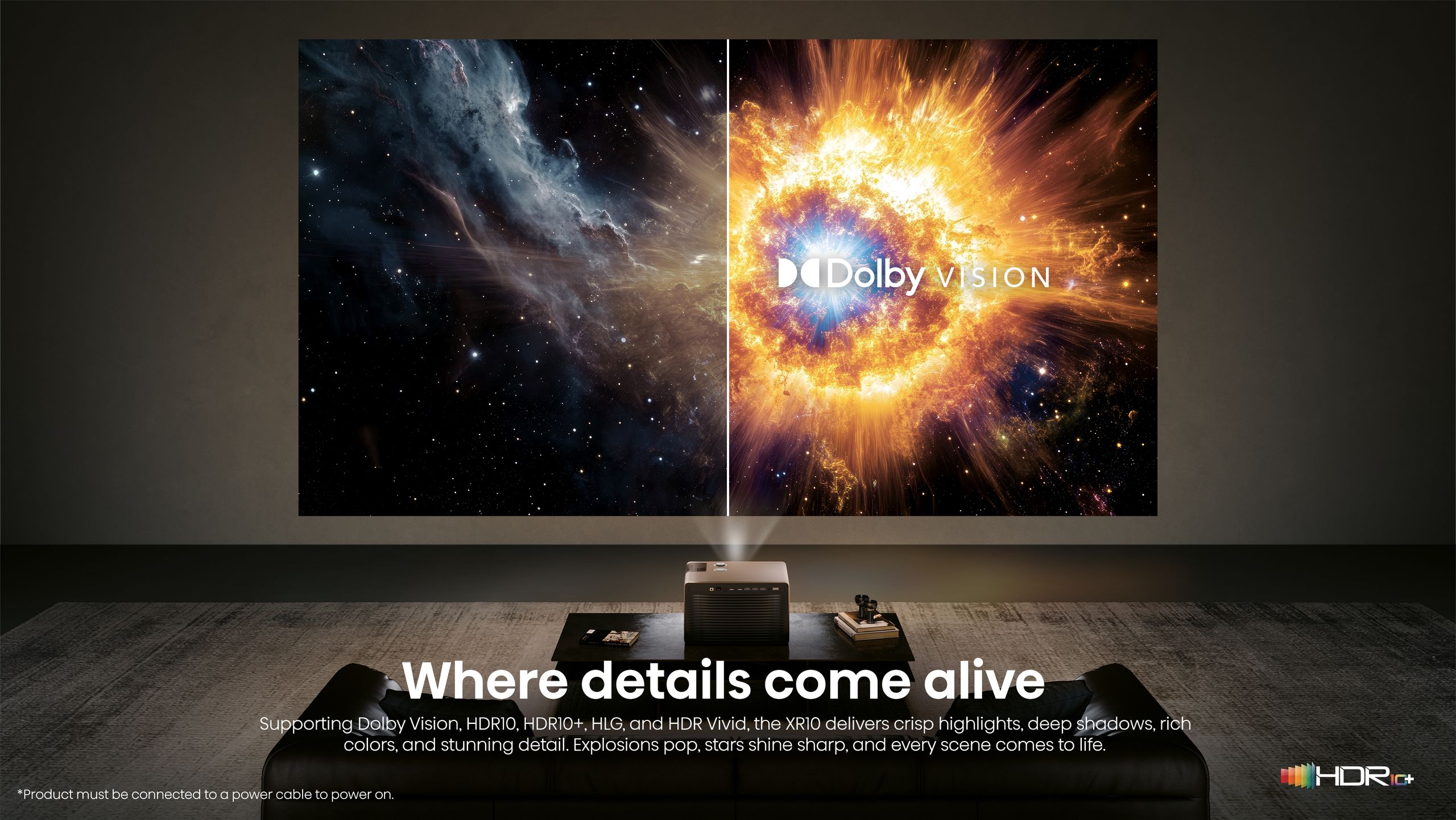 Hisense XR10 | 65″-300″ Trichroma 4K Laser Projector feature banner