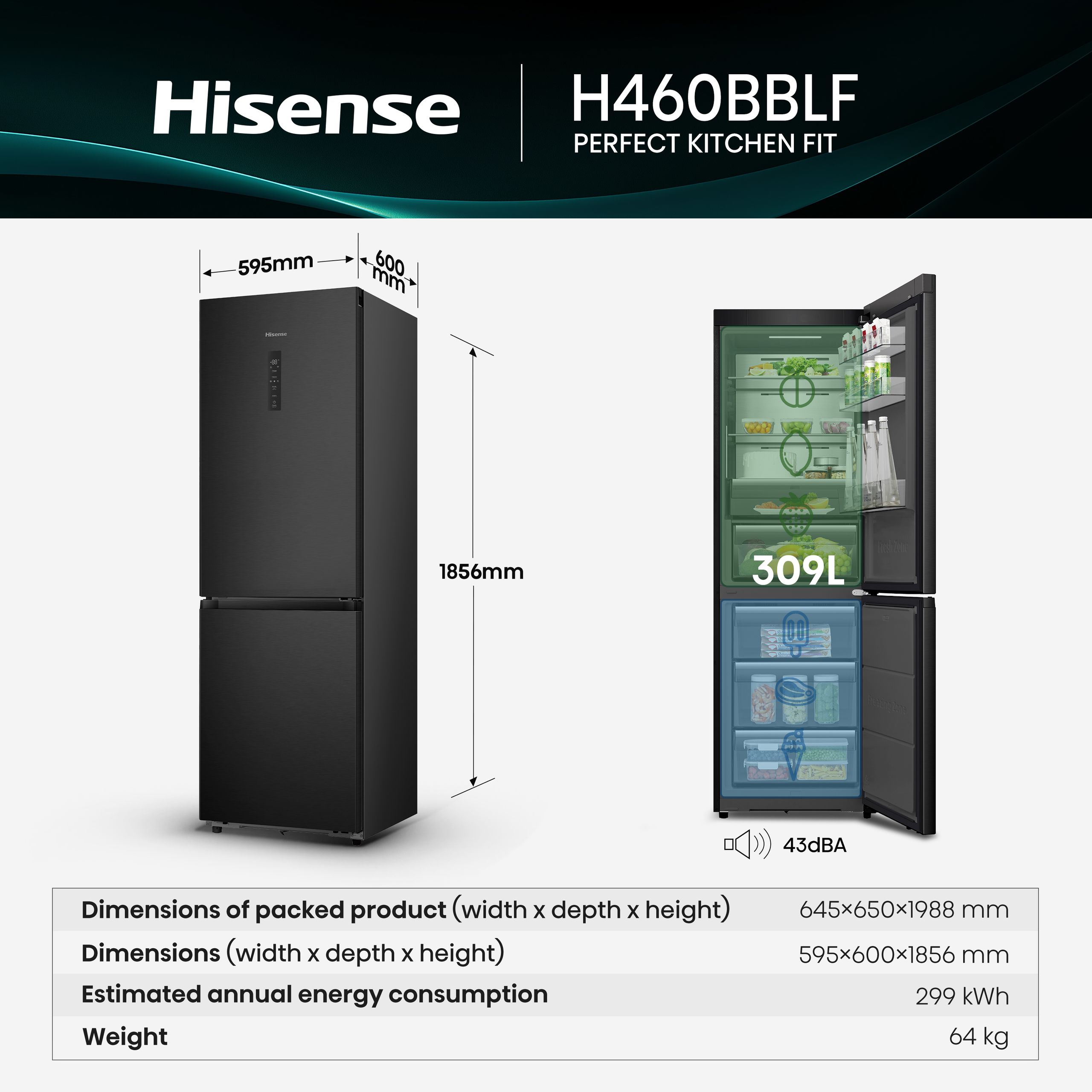 Hisense H460BBLF | KitchenFit Single Door Refrigerator feature banner