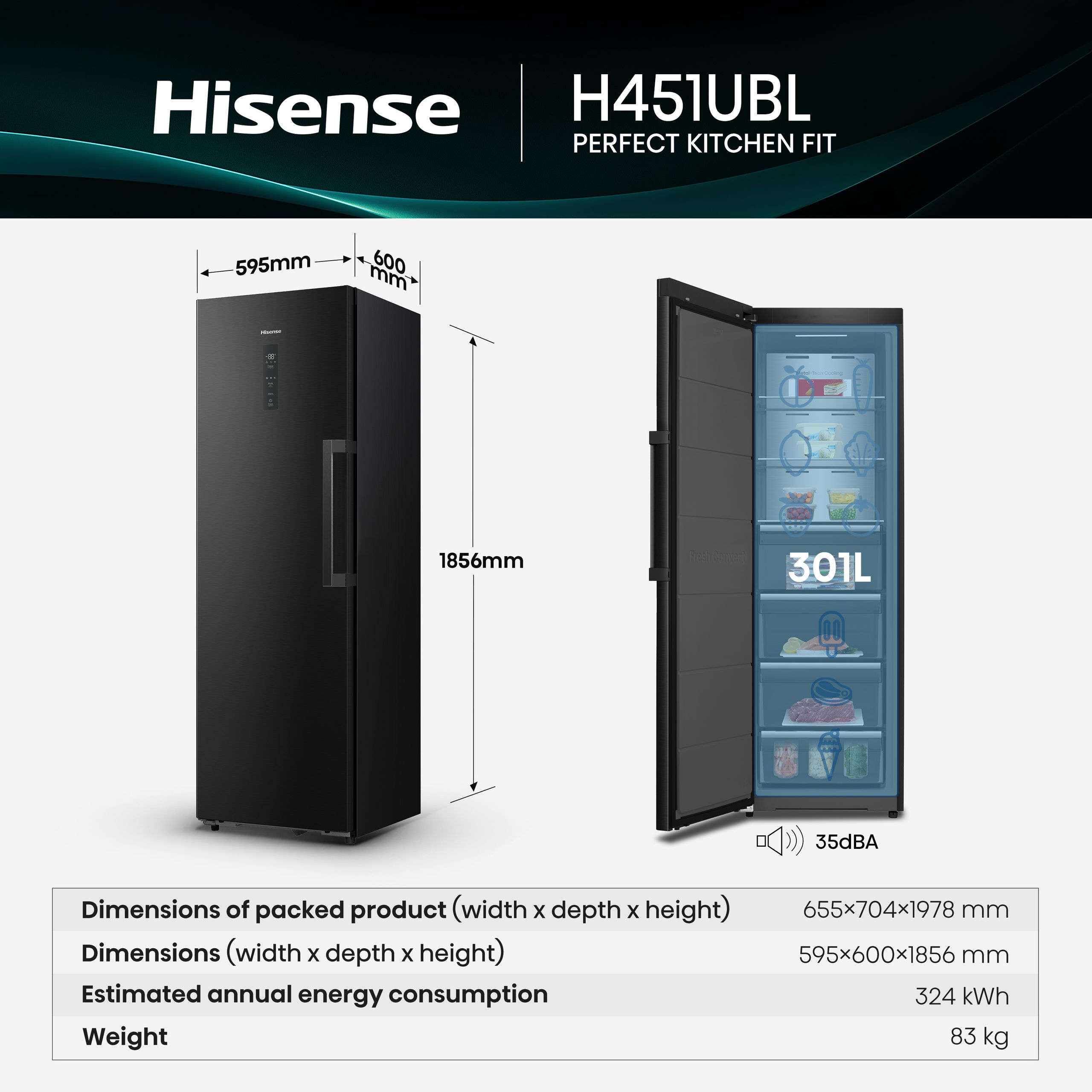 Hisense H451UBL | KitchenFit Single Door Refrigerator feature banner