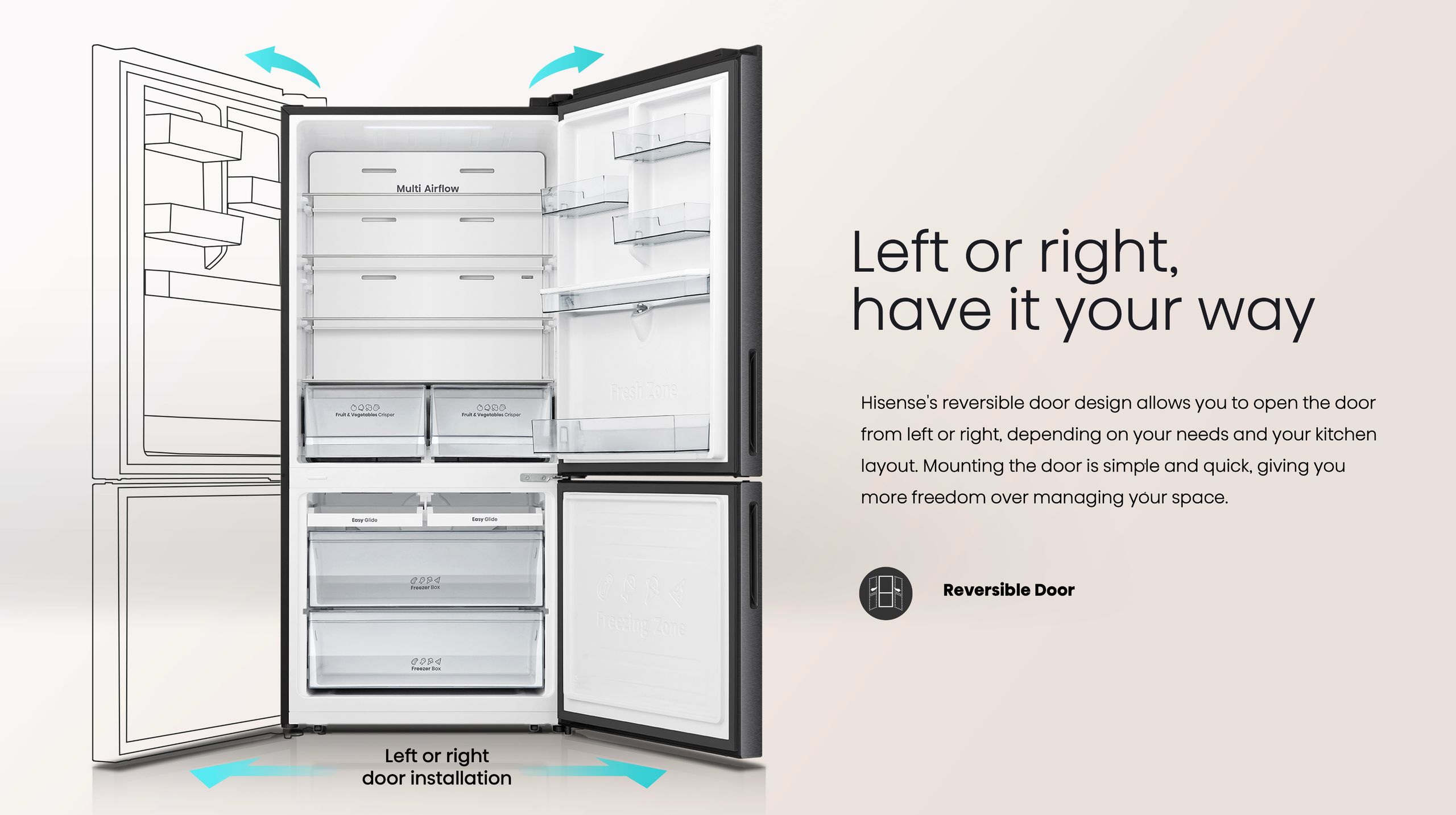 Hisense H630BBL-WD | Bottom Mount Refrigerator feature banner